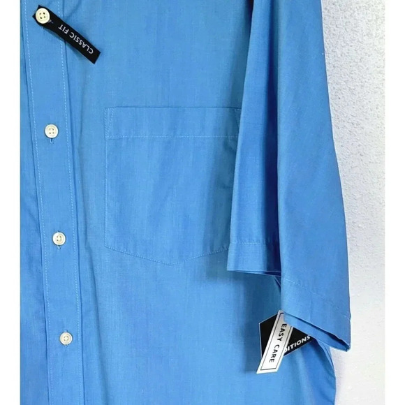 Basic Editions Shirt Mens Large Royal Blue Button Up Short Sleeve Casual Cotton - Picture 3 of 5